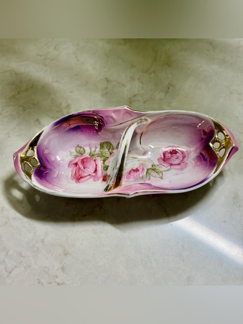 ANTIQUE, IPF GERMANY, PORCELAIN DIVIDED SERVING DISH. EXQUISITE, AUTHENTIC DISH